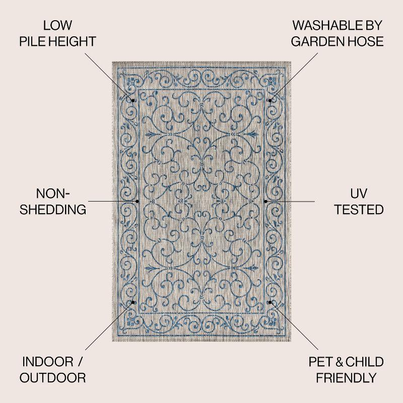 Charleston Vintage Filigree Textured Weave Indoor/Outdoor Area Rug  - JONATHAN Y