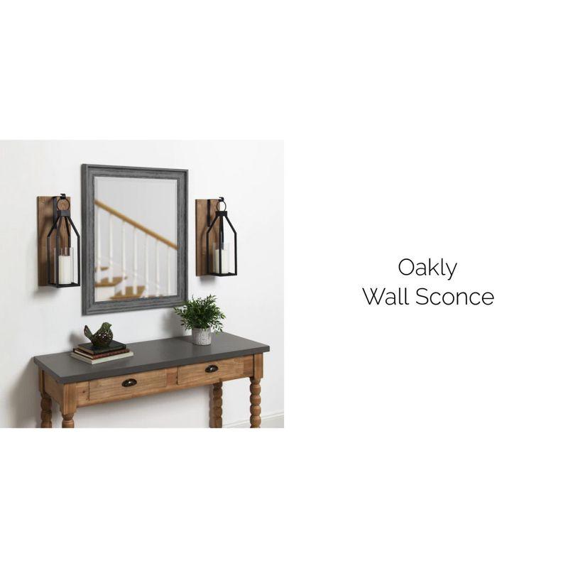 Oakly Rustic Wood and Black Metal Wall Sconce with Glass Cylinder