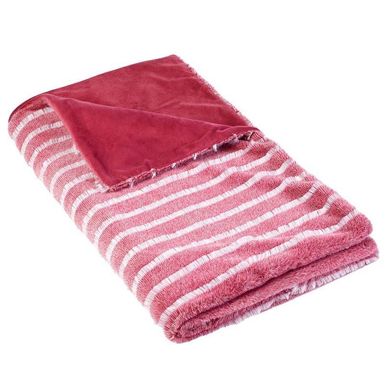 Red and White Striped Faux Fur Throw Blanket