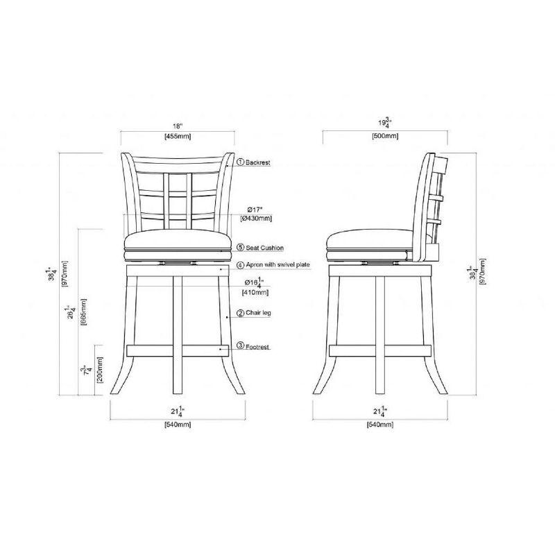 Kyoto Grid-Back Swivel Counter Stool in Sleek Black Leather