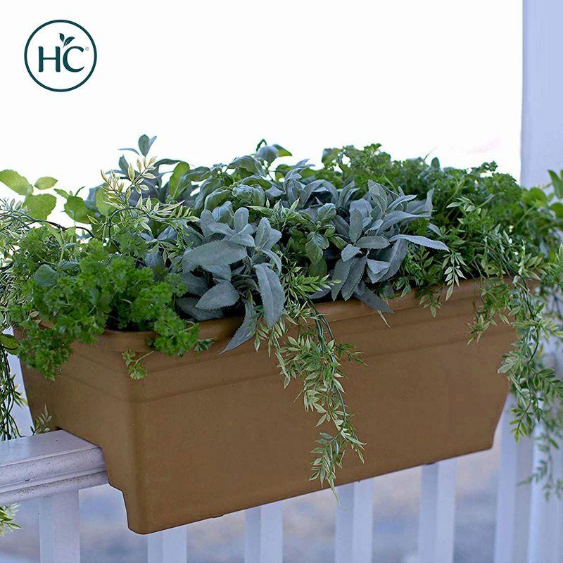 HC Companies SPX24DB0E2112-Inch Outdoor Durable Plastic Deck Planter Box for Flowers, Vegetables, and Succulents, Chocolate