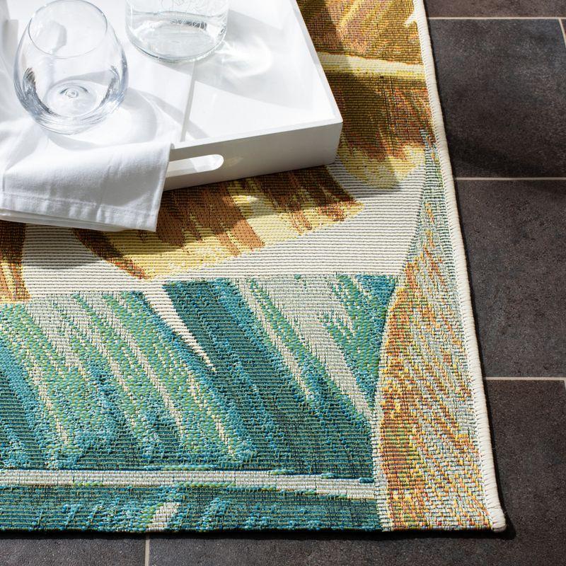 Barbados 500 BAR520 Power Loomed Indoor/Outdoor Area Rug - Gold/Green - 5'3"x5'3" - Safavieh