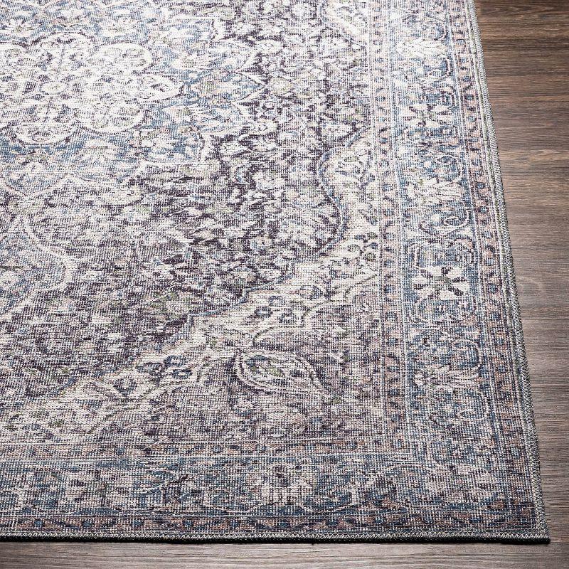 Livabliss 2'7"x10' Colin Traditional Machine Washable Rug Light Blue: Flat Pile, Pet Friendly, Indoor Use