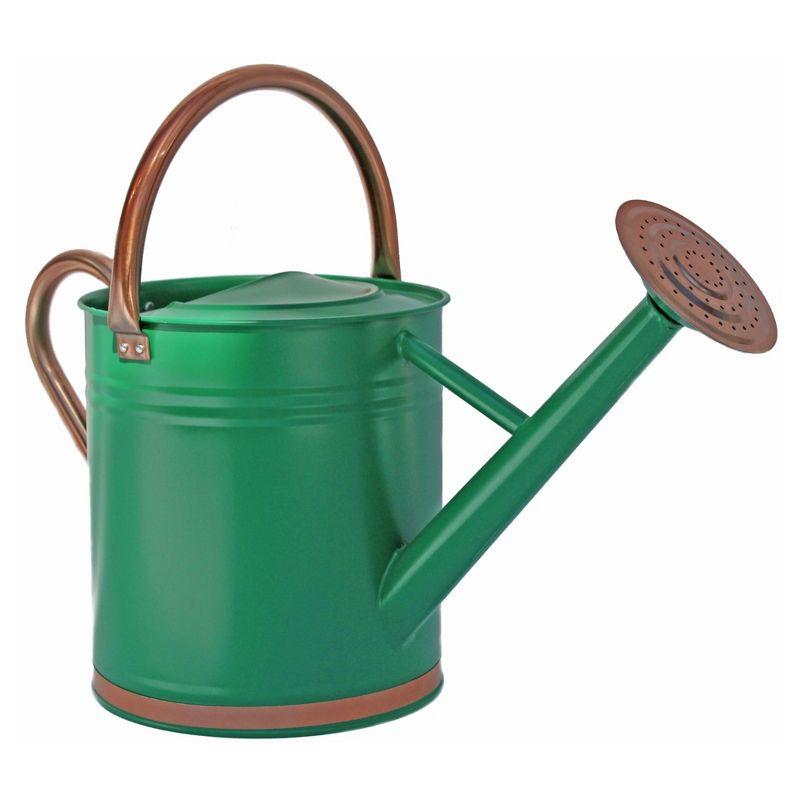 Gardener's Select Classic Metal Gardening Watering Can, Green w/ Copper, 0.92 Gallon