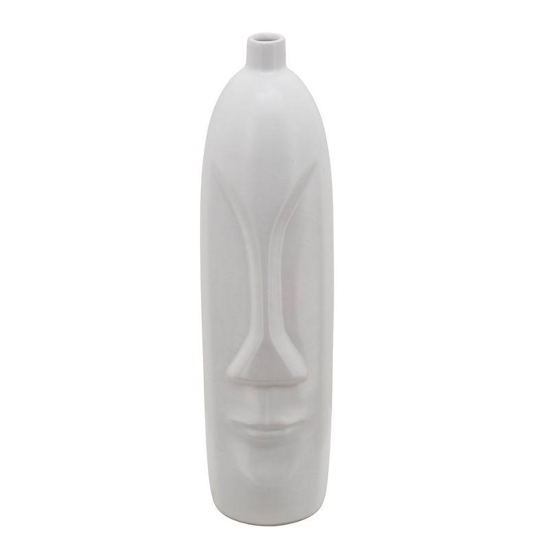 Sagebrook Home 18" Ceramic Face Vase - Ceramic Table Decor, Rustic Decorative Centerpiece For Home, Wedding, Office Decor - White Vase Decor