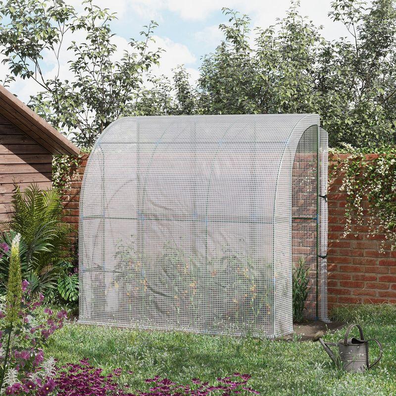 Outsunny Compact 7'x4' Lean-To Greenhouse with PE Cover and Roll-Up Door