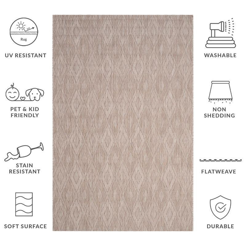 Courtyard CY8522 UV & Stain Resistant Non-Shedding Power Loomed Indoor/Outdoor Accent Rug - Beige/Beige - 4'x5'7" - Safavieh