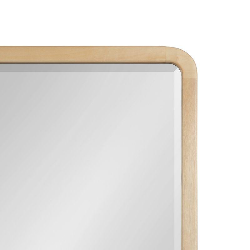 Natural Wood Framed Rounded Rectangle Wall Mirror, 20 x 36