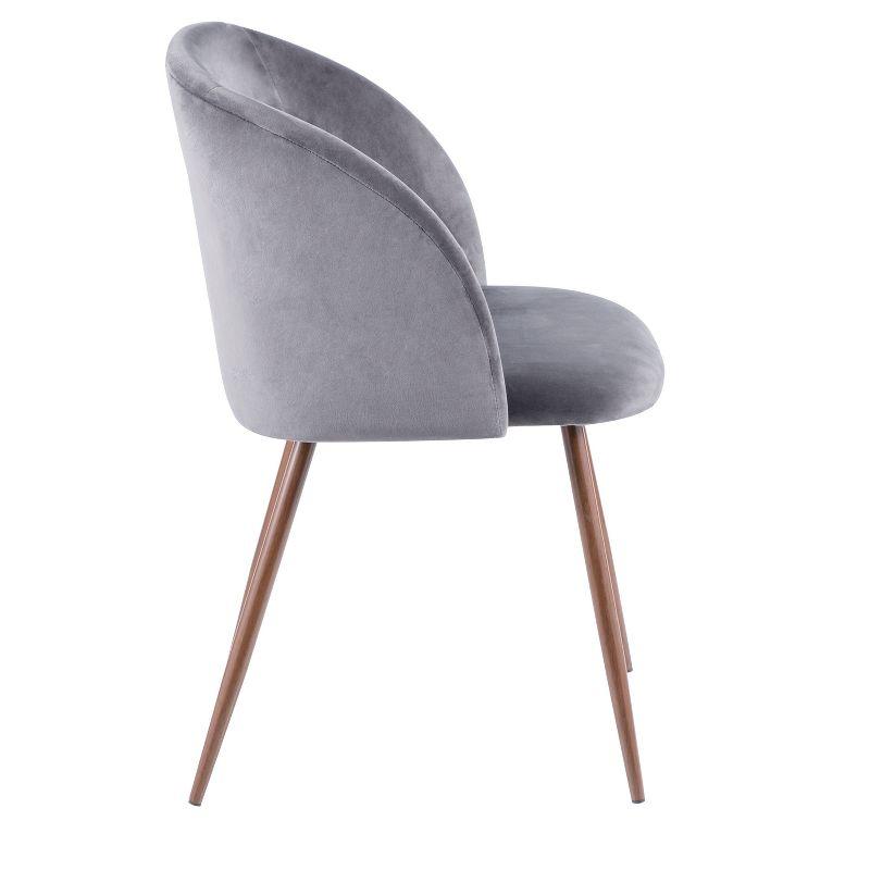 Gray Velvet Upholstered Parsons Side Chair with Metal Legs