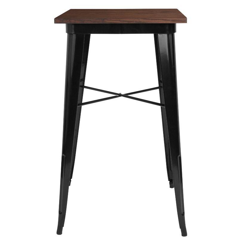 Industrial Rustic 23.5" Square Black Metal & Reclaimed Wood Bar Table