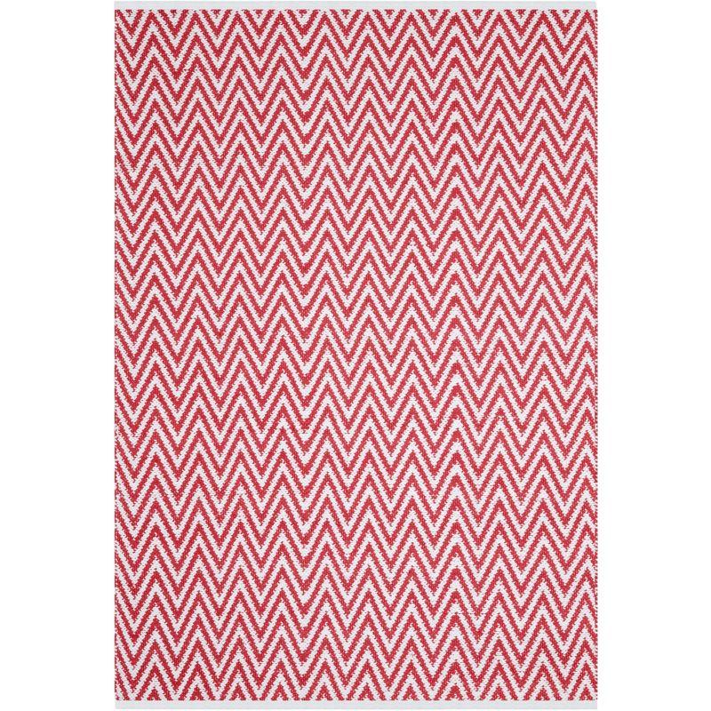 Coastal Charm Red/Ivory Handwoven Cotton 5'x8' Area Rug