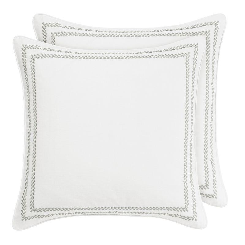 White Cotton Embroidered Euro Sham Pair