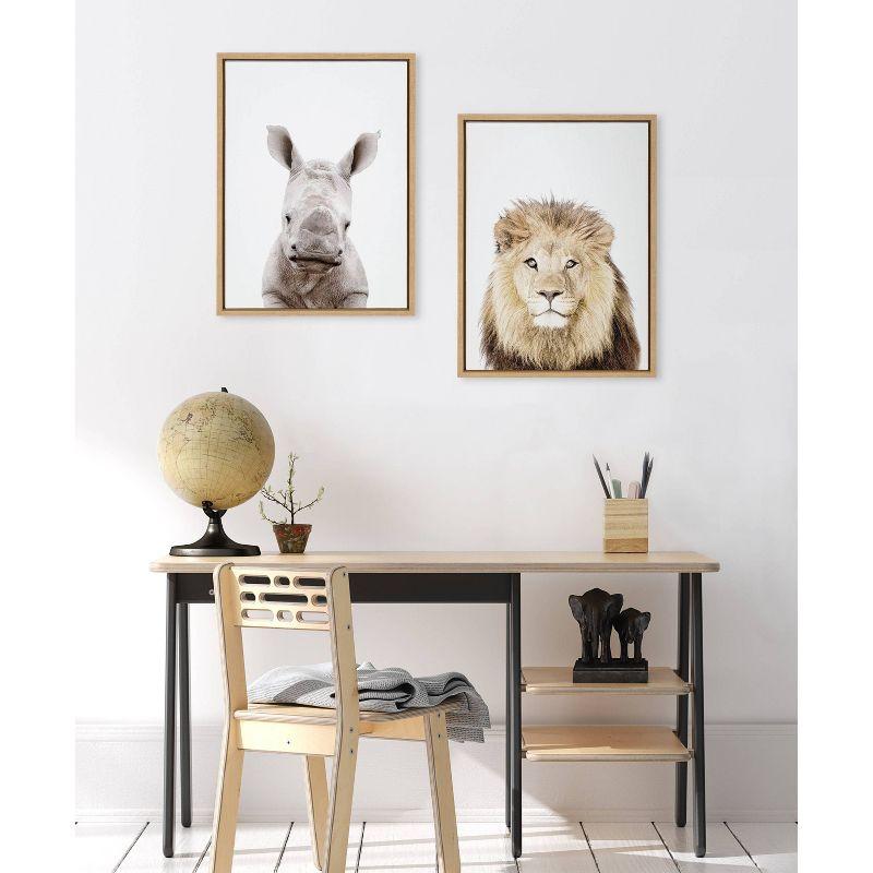 Natural Wood Framed Baby Rhino Canvas Print, 27" x 22"