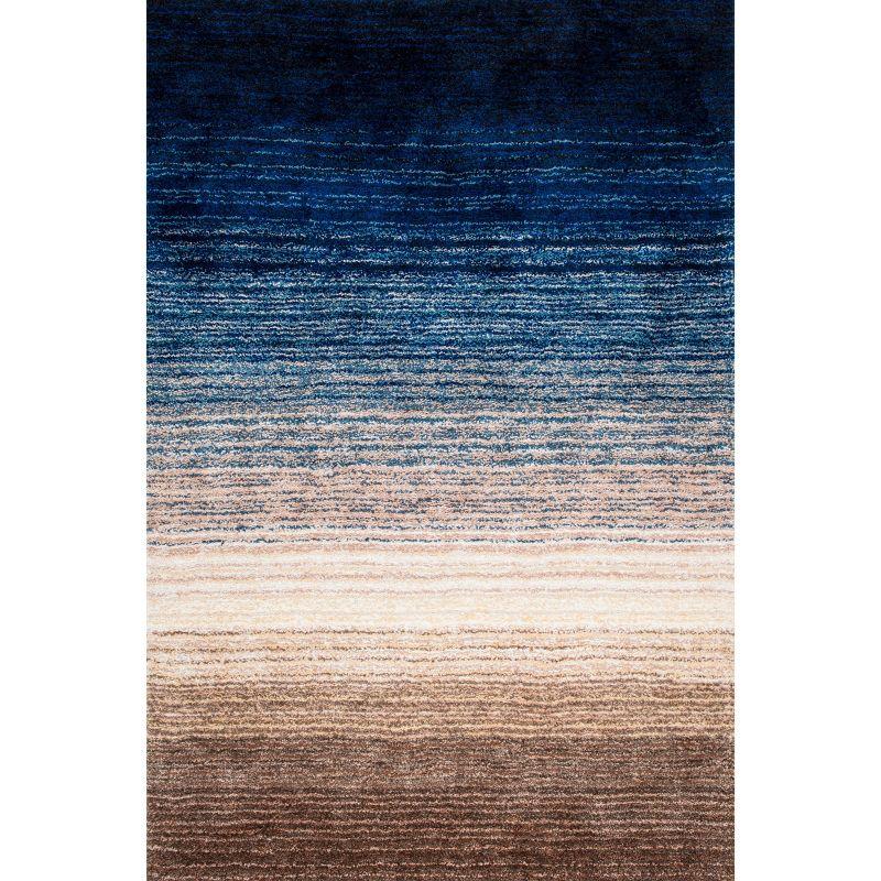 Navy Multi 6' x 9' Tufted Shag Striped Area Rug