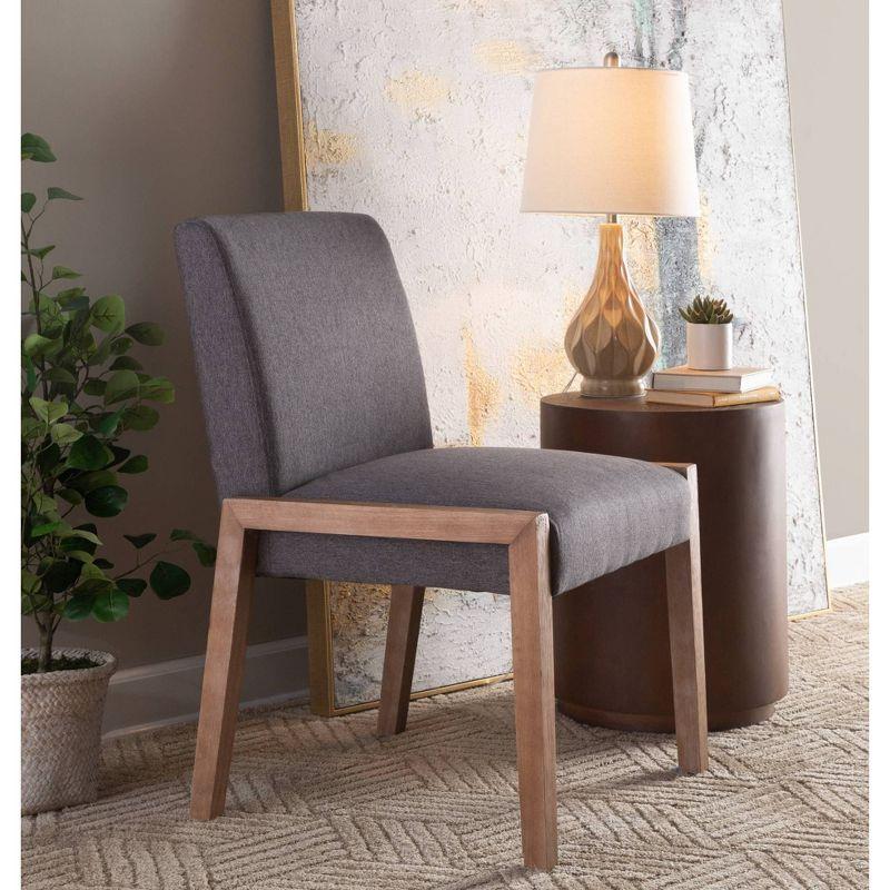 Set of 2 Carmen Dining Chairs White Wash/Gray - LumiSource: Upholstered, Contemporary Style, Wood Legs