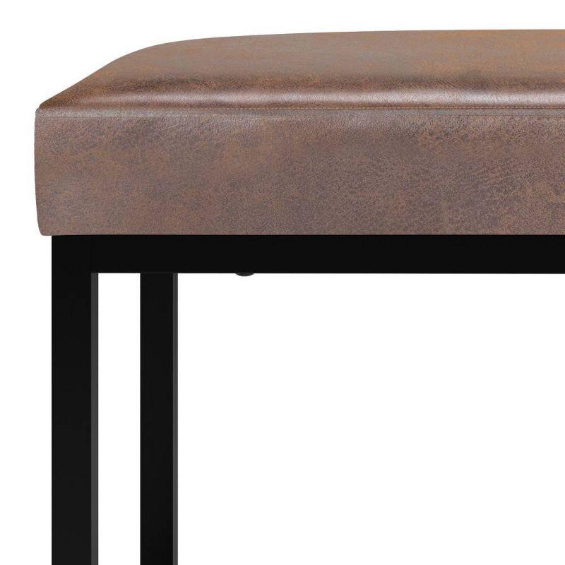 WyndenHall Kerwood Small Bench Distressed Chestnut Brown: Upholstered Entryway Seating, Faux Leather