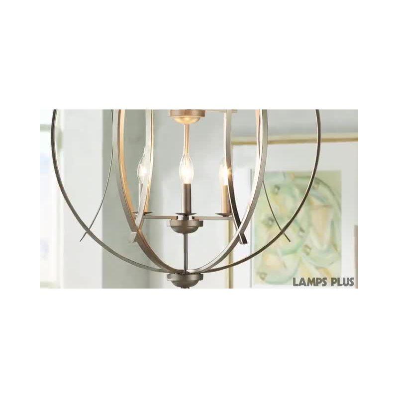 Possini Euro Design Spherical Brushed Nickel Large Chandelier 24" Wide Modern 6-Light Fixture for Dining Room House Foyer Kitchen Island Entryway Home