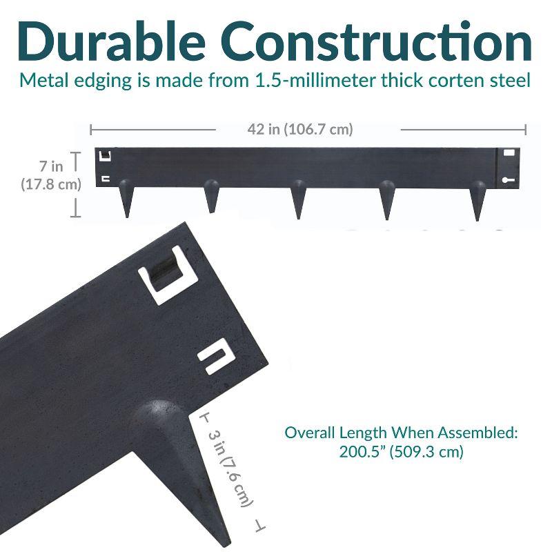 Sunnydaze Outdoor Lawn and Garden Heavy-Duty Steel Metal Flexible Landscape Edging Borders - 16' - Gray - 5pk