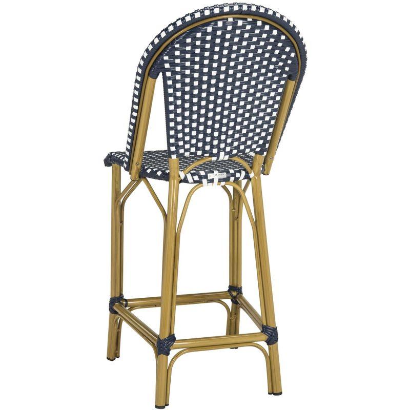 Gresley Counter Stool - Indoor/Outdoor - PAT4019 - Navy/White - Safavieh