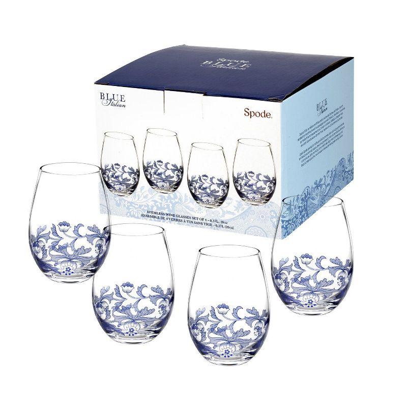 Spode Blue Italian Stemless Glasses 19 Oz