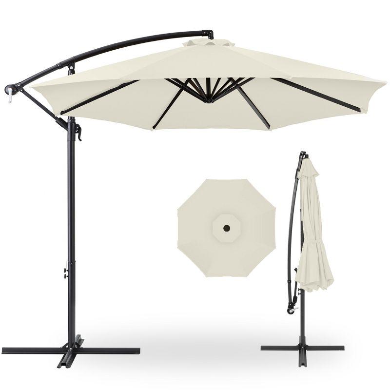 Ivory 10ft Offset Hanging Patio Umbrella with Steel Frame