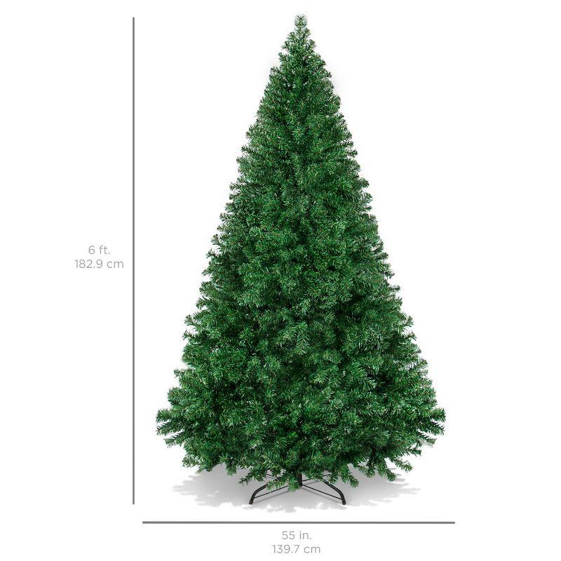 SUGIFT 6ft Premium Artificial Christmas Tree Pine Hinged Xmas Tree W/1000 Branch Tips & Metal Stand