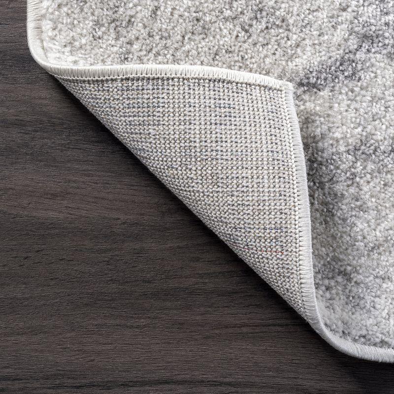 Nuloom 5 Round Thigpen Contemporary Indoor Area Rug, Grey, Abstract Lines, Non-Slip Backing, Stain Resistant, Bedroom Living Room, Kitchen