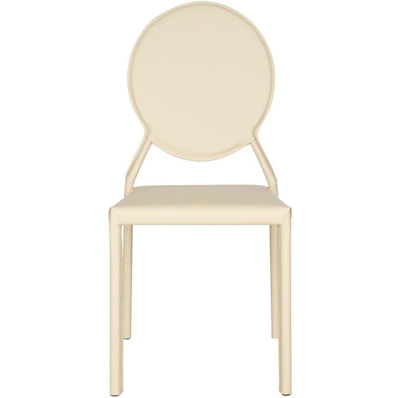 Warner Round Back Leather Side Chair (Set of 2) - FOX2018 - Butter Cream - Safavieh Couture