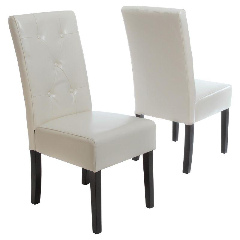 GDFStudio San Marcos Contemporary Tufted Dining Chairs (Set of 2), Ivory/Faux Leather
