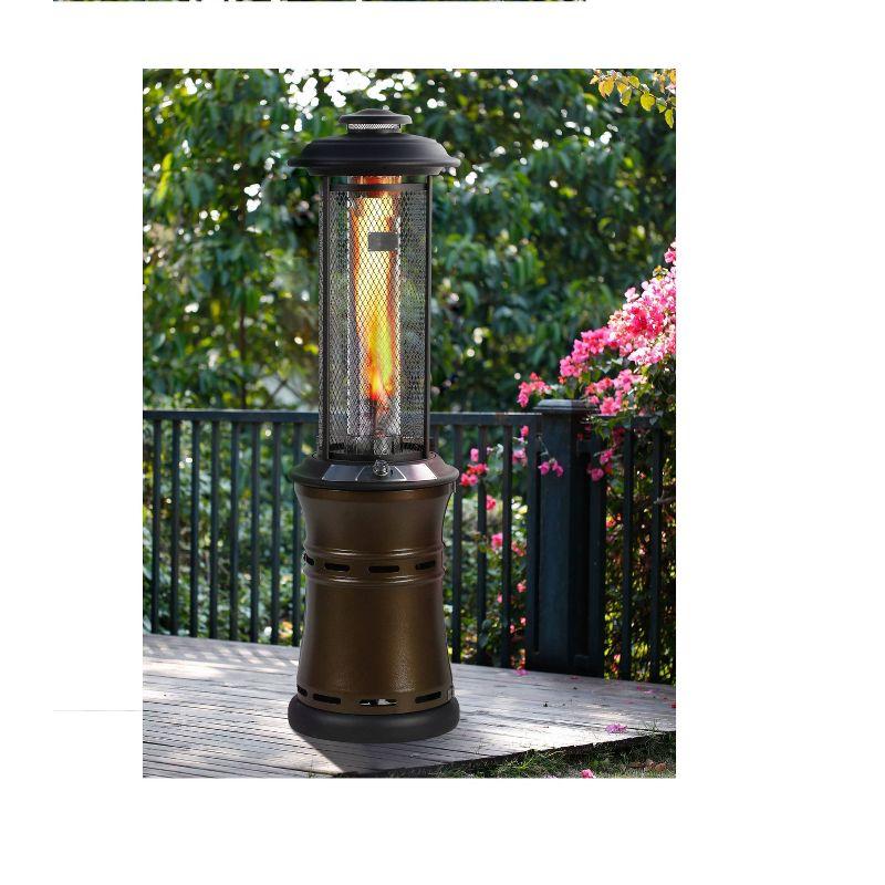 Heatmaxx 36000 BTU Gas Floor Standing Dancing Flame Outdoor Patio Portable Heater Bronze