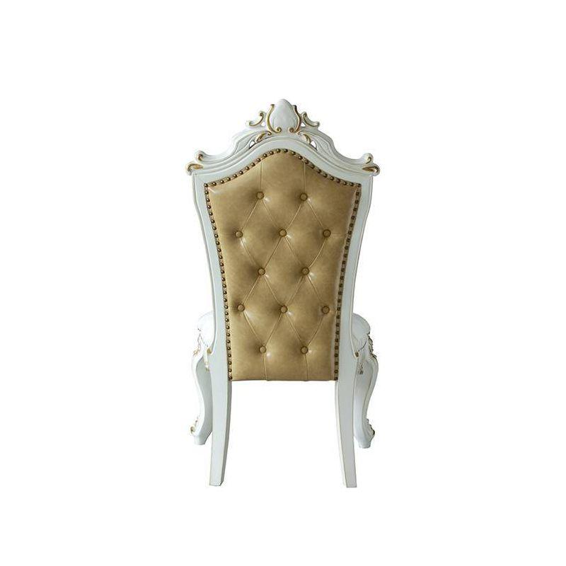 Elegant Beige Faux Leather Upholstered Side Chair with Queen Anne Legs