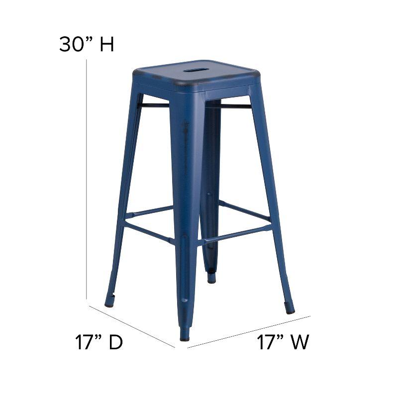 Merrick Lane Metal Stool with Powder Coated Finish and Integrated Floor Glides