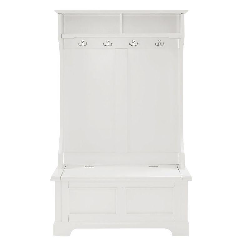 Campbell Hall Tree White - Crosley: Foyer Seating, Coat Hooks, Storage Bench, Cubbies