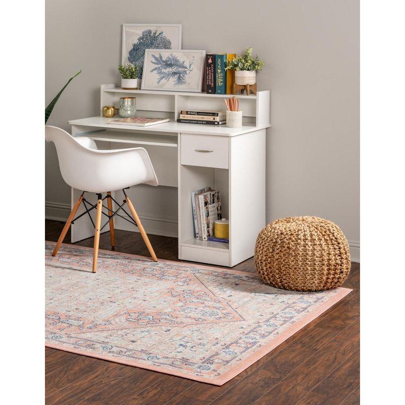 Unique Loom Whitney Collection Area Rug - Milano (5'  x 8' Rectangle Powder Pink/Blue)