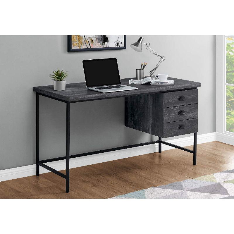 Monarch Specialties Computer Desk Home Office Laptop Storage Drawers 55InchL Work Metal Laminate Black Contemporary Modern