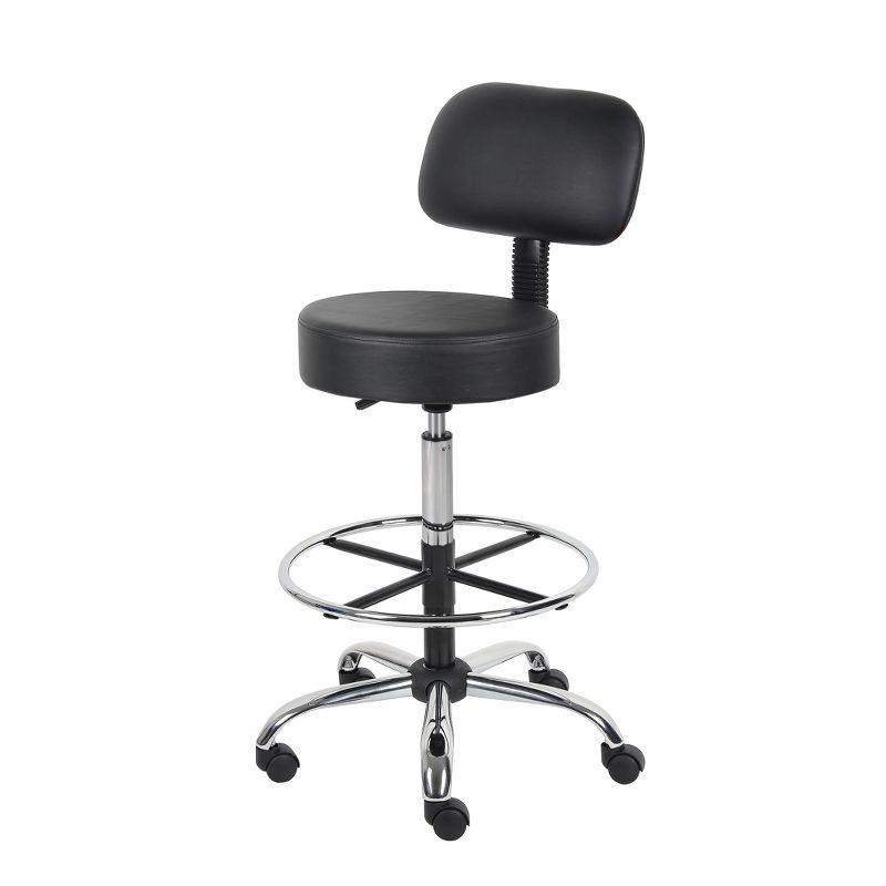 Adjustable Black Leather Medical Drafting Stool