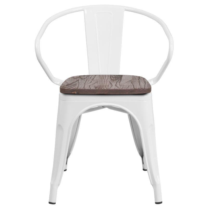 Flash Furniture Metal Chair with Wood Seat and Arms