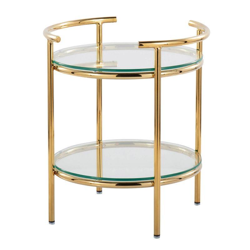 Rhonda Side Table Gold/Clear Glass - LumiSource: Art Deco, Tiered Design, Oval Shape, 22" Height