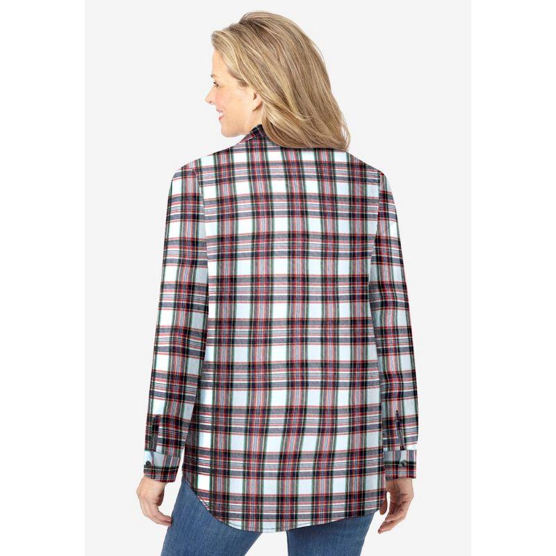 Woman Within Women's Plus Size Pintucked Flannel Shirt