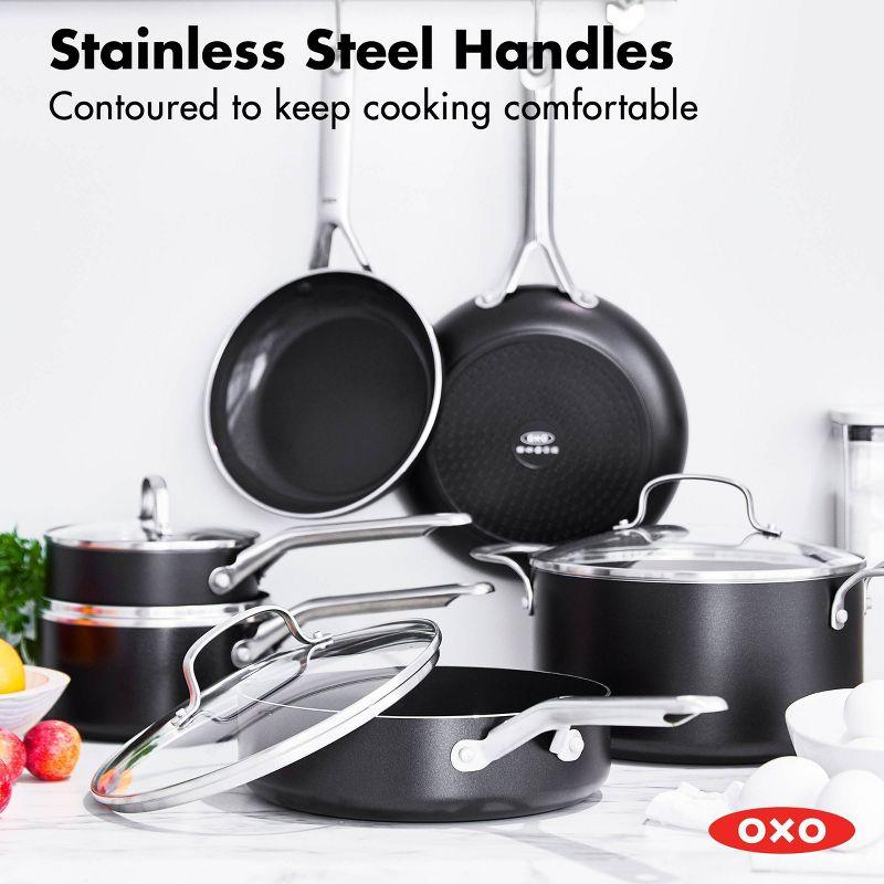 OXO Agility Series 10pc Ceramic Nonstick Aluminum Cookware Set Black: Induction Compatible, Dishwasher-Safe, Lifetime Warranty