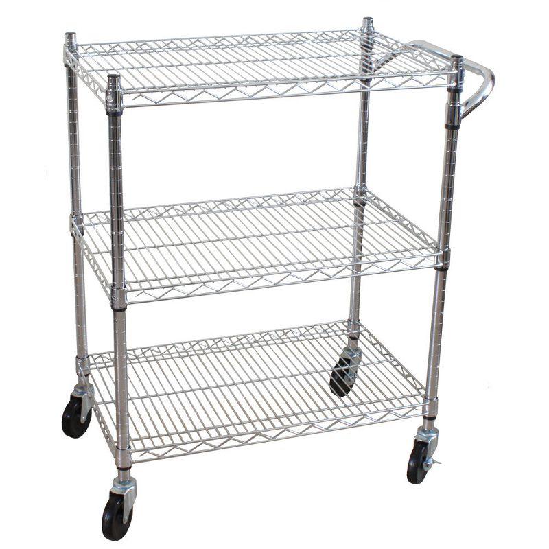 Oceanstar Chrome 3-Tier Adjustable Heavy-Duty Utility Cart