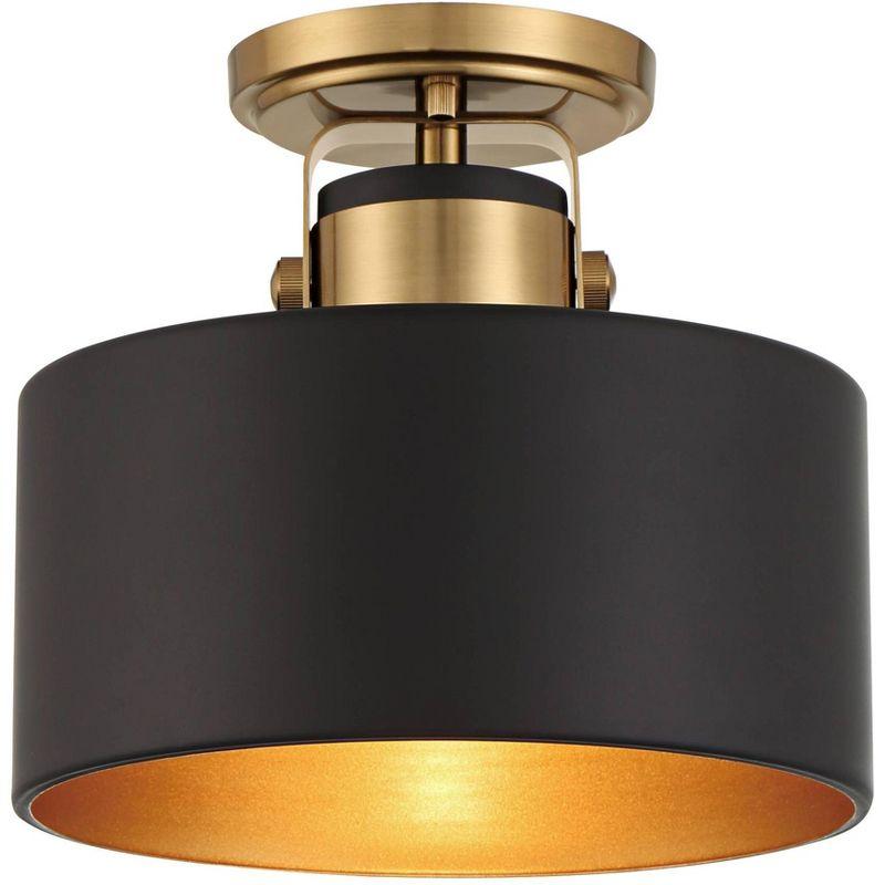 Soft Gold and Black Metal Drum Ceiling Light