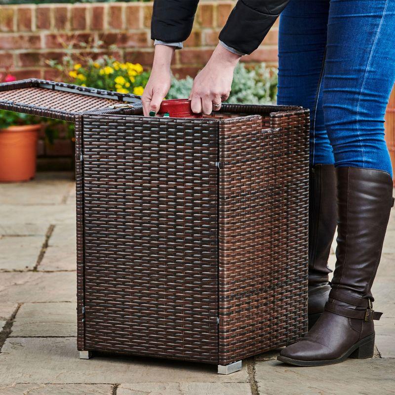 Teamson Home Gas Tank Wicker Cover Table for 20 lb Propane Tanks, Brown