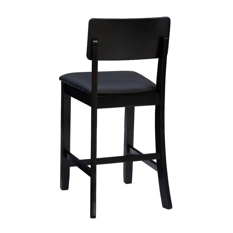 Linon Torino Faux Leather Contemporary 24" Padded Seat Counter Height Barstool Hardwood/Black: Modern Design, Solid Back