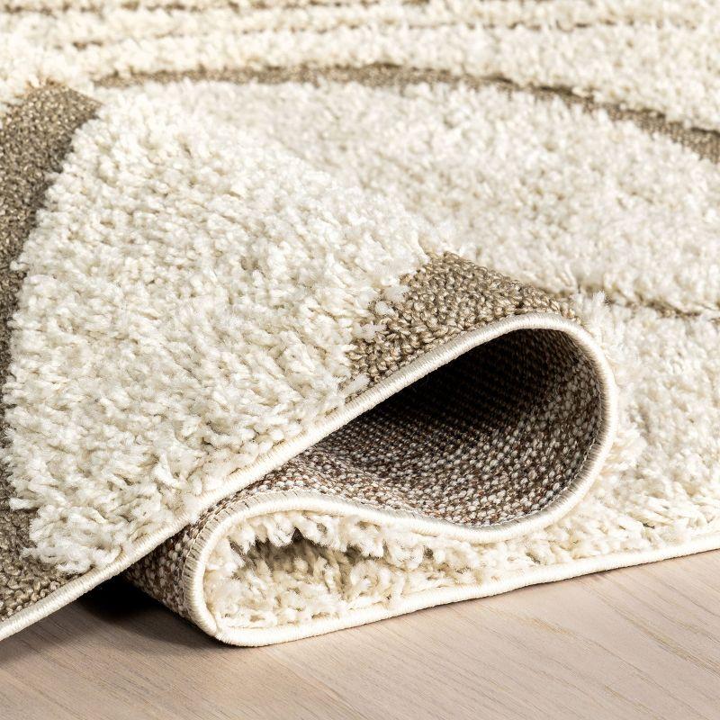 Nuloom Carolyn Abstract 8x11 Shag Indoor Area Rug for Living Room Bedroom Dining Room Nursery, Cream/Beige