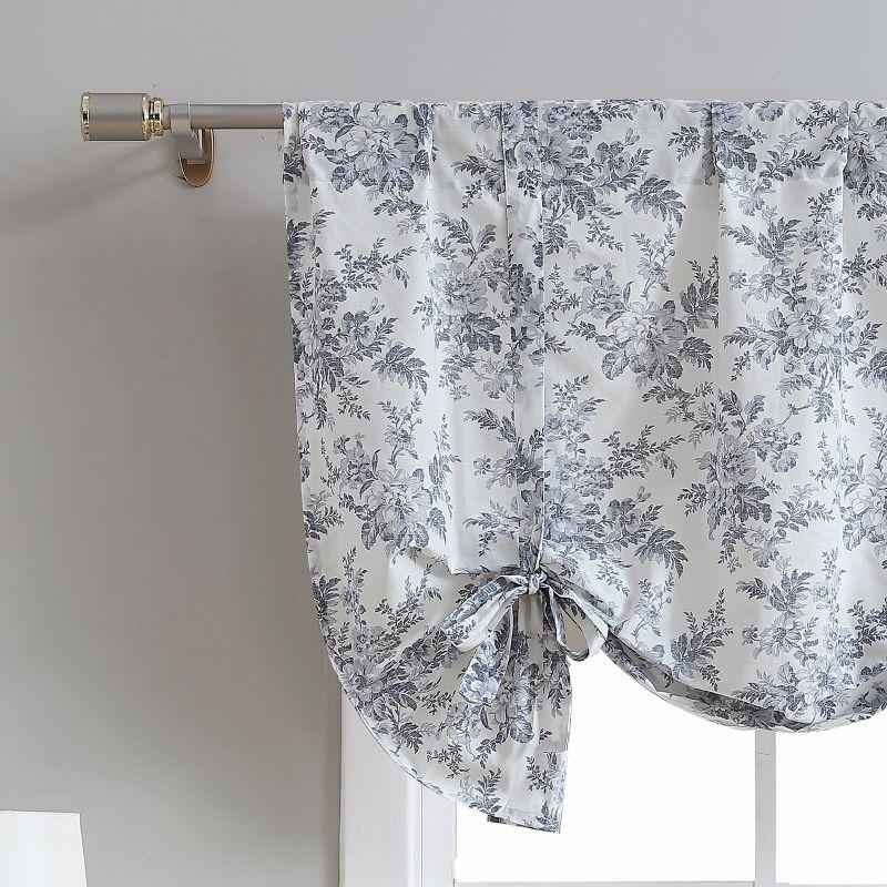 Grey Floral Cotton Tie-Up Balloon Valance