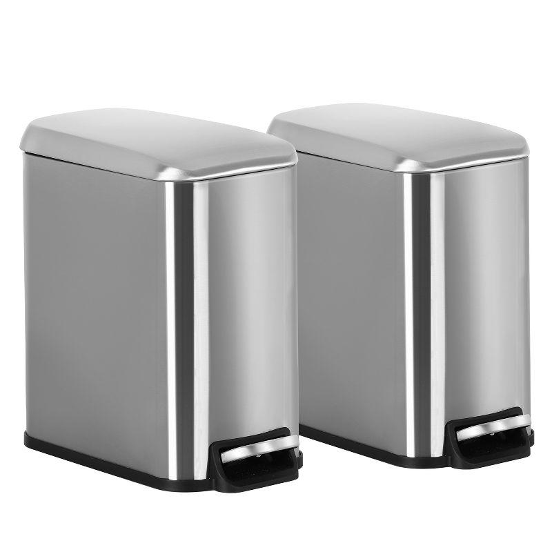 1.3 Gallon Stainless Steel Soft-Close Trash Can Set