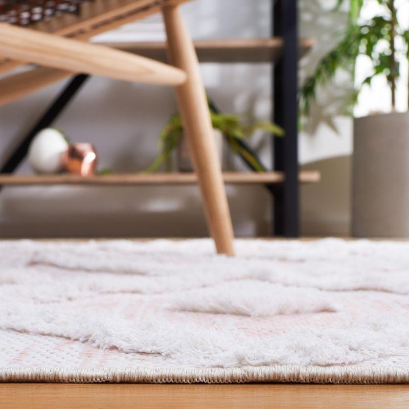 Augustine 4' x 6' Pink and Ivory Flat Woven Synthetic Area Rug