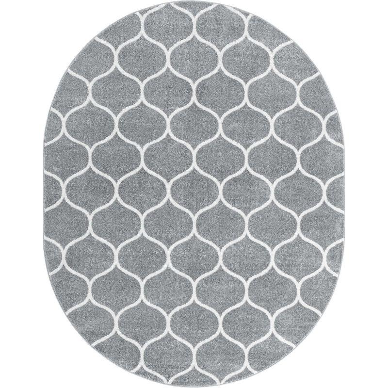 Unique Loom 7' 10 x 10' 0 Trellis Frieze Rounded Light Gray Area Rug