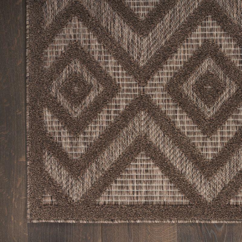 Nourison Versatile Diamond Geometric Flatweave Indoor Outdoor Area Rug Brown 5' x 7'